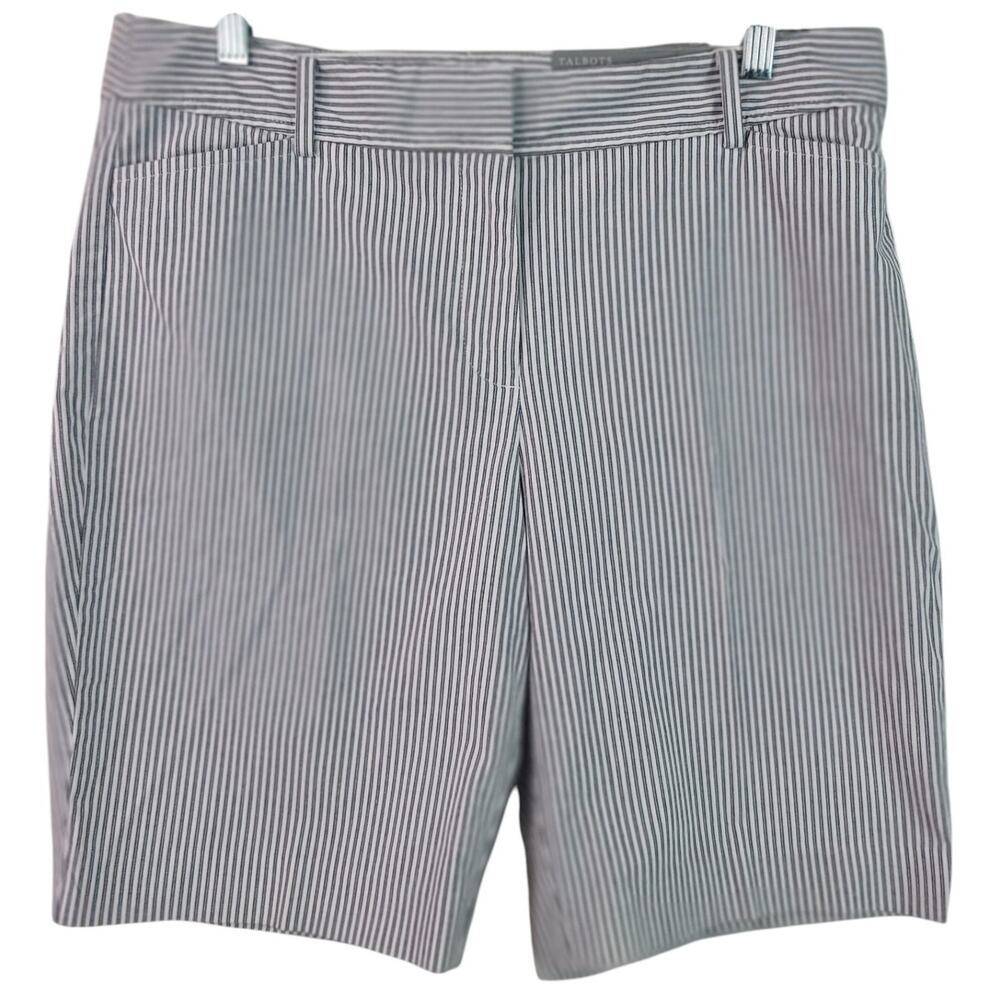 Talbots Perfect Short Gray White Stripe NEW 10 P